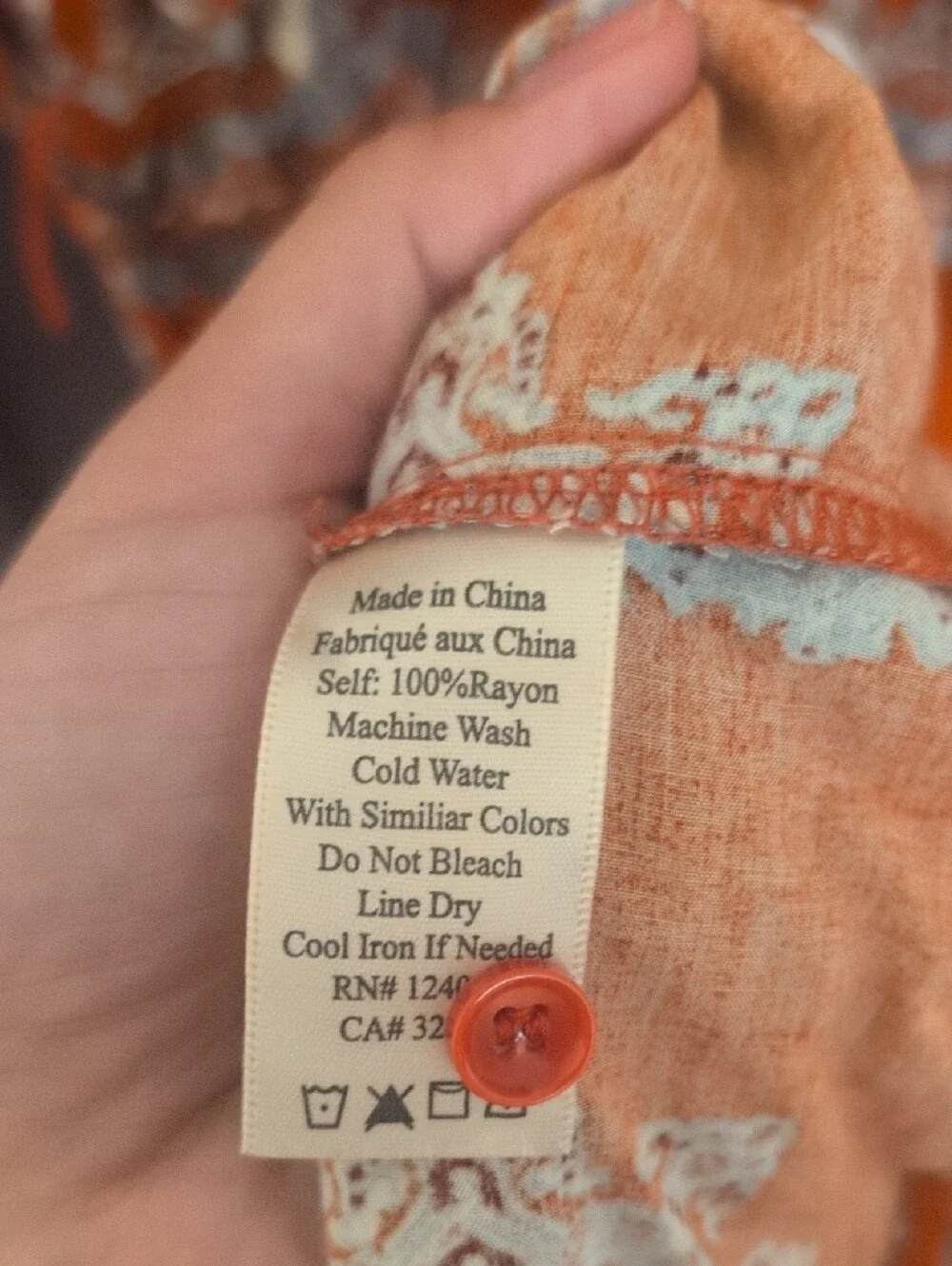 Rust Paisley Button-Front Boho Dress